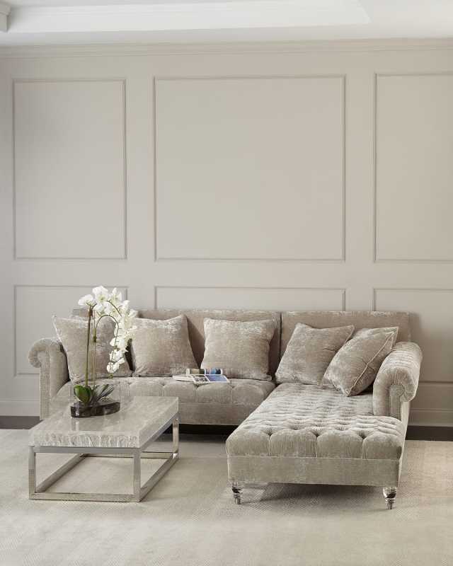 Divine Crushed Velvet Right-Chaise Sectional